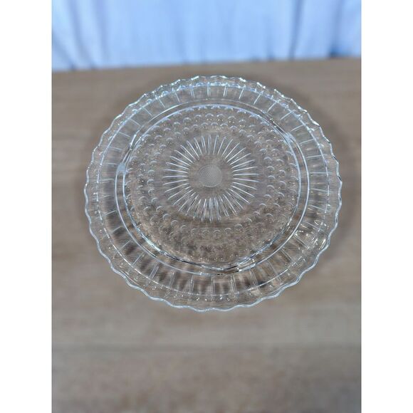 Vintage Federal Glass Footed Bubble Hobnail‎ Patterned Cake Plate Stand 11.25" - Picture 1 of 6
